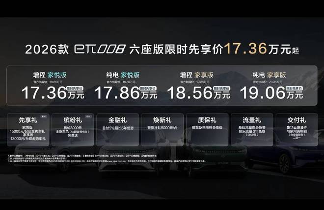 款东风奕派eπ008六座版仅1736万元